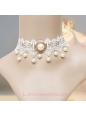 Lolita Bridal Pearl Noble White Lace Necklace
