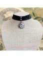 Lolita Little Sun Rivet Punk Style Black Velvet Ribbon Necklace