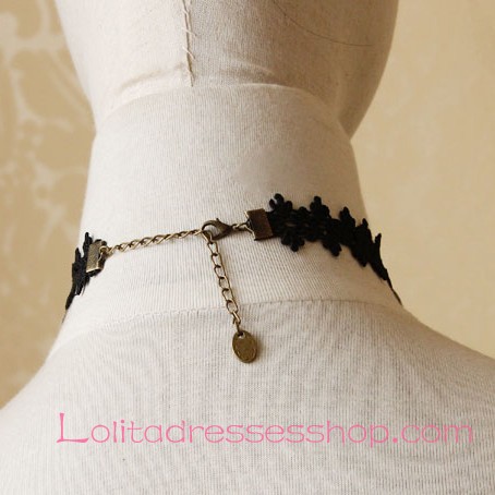 Lolita Gothic Style Tassel Bow Rose Necklace