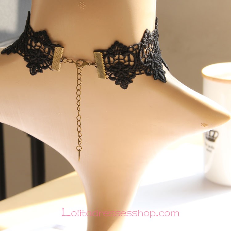 Lolita Cross Lace Black Cherry Necklace