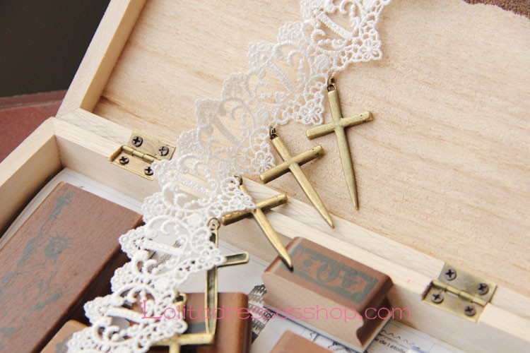 Lolita Cross Sweet Bride White Lace Necklace