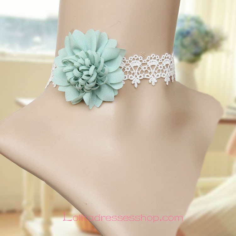 Lolita Flowers Sweet Fashion White Lace Necklace