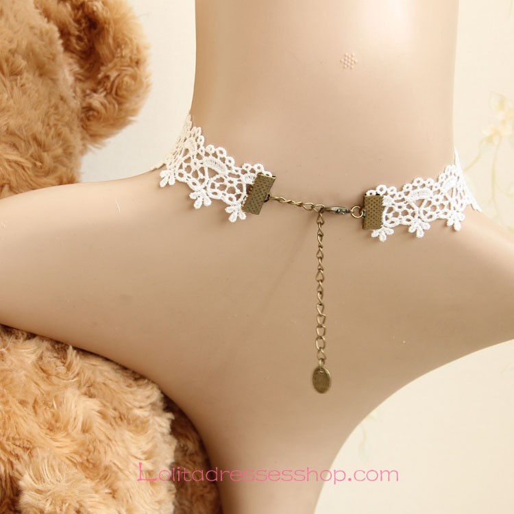 Lolita Flowers Sweet Fashion White Lace Necklace