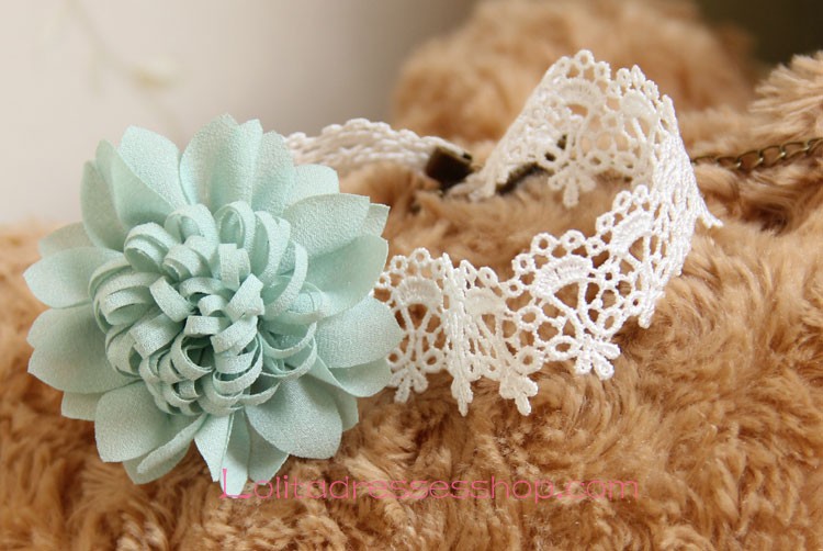 Lolita Flowers Sweet Fashion White Lace Necklace