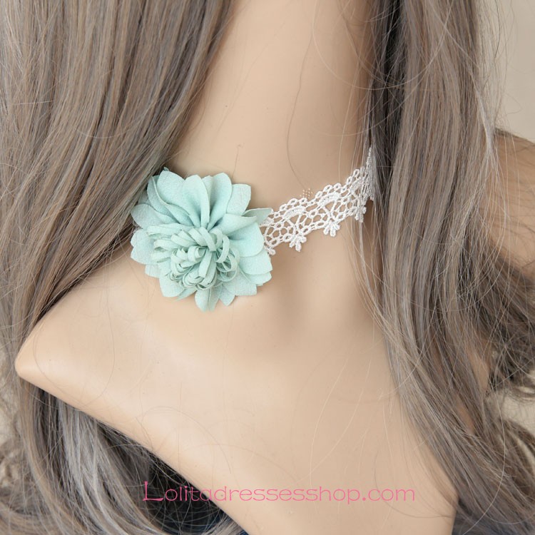 Lolita Flowers Sweet Fashion White Lace Necklace