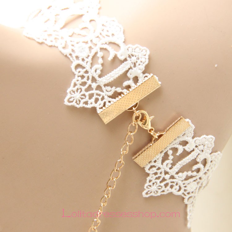 Lolita Bridal Pearl Noble White Lace Necklace