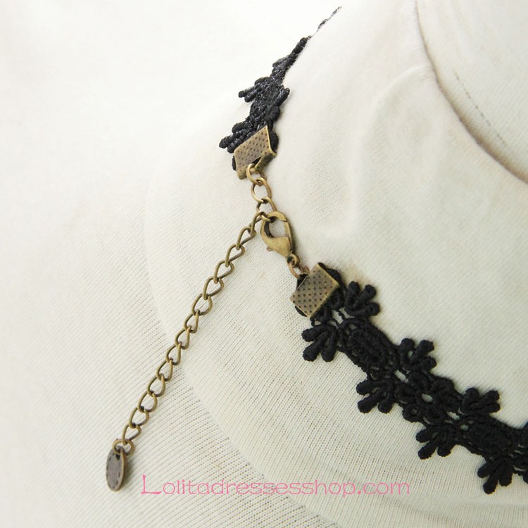 Lolita Fashion Black Lace Tassels Necklace