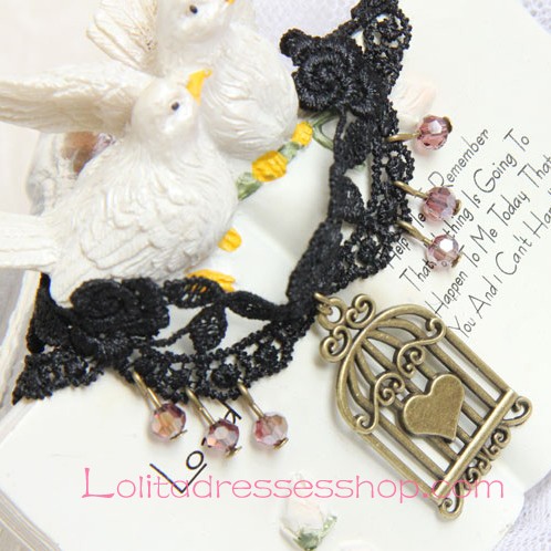 Lolita Sen Department Birdcage Crystal Fashion Lace Necklace