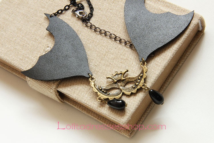 Lolita Halloween Black Pearl Bat Mask Fashion Sweater Chain