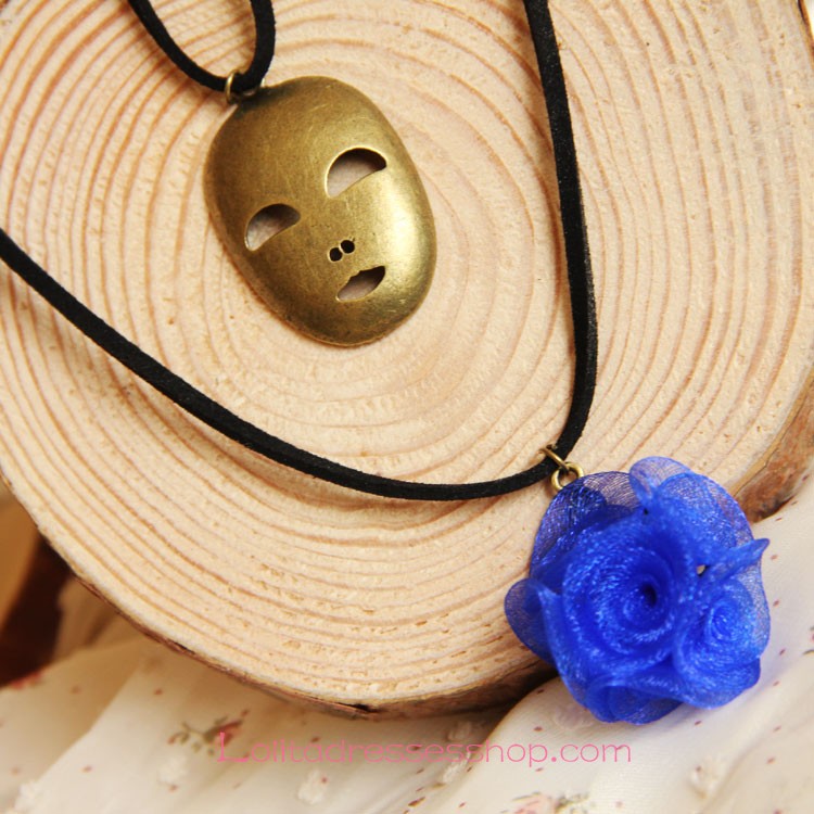 Lolita Retro Fashion Wild Flower and Mask Multilayer Sweater Chain