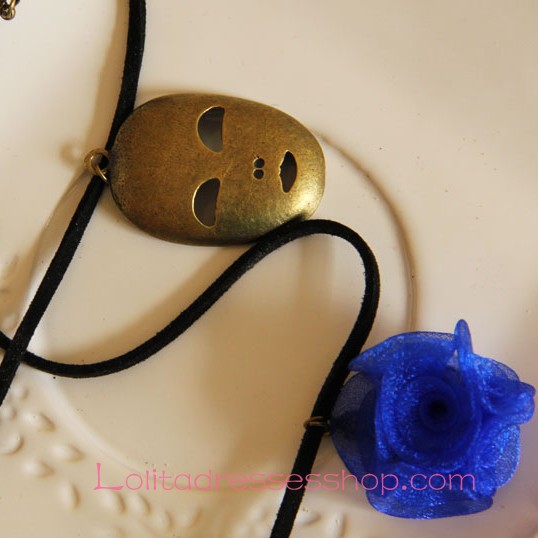 Lolita Retro Fashion Wild Flower and Mask Multilayer Sweater Chain