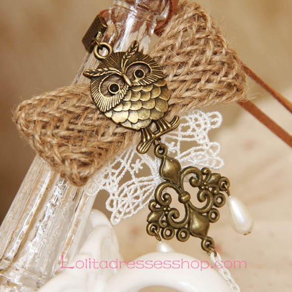 Lolita Sen Department Owl Retro Fashion Wild Mix and Match Sweater Chain