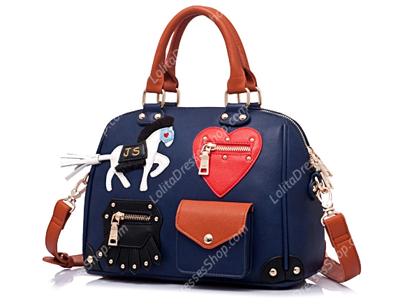 Vintage Navy Blue Cute Horse Lolita Big Bags