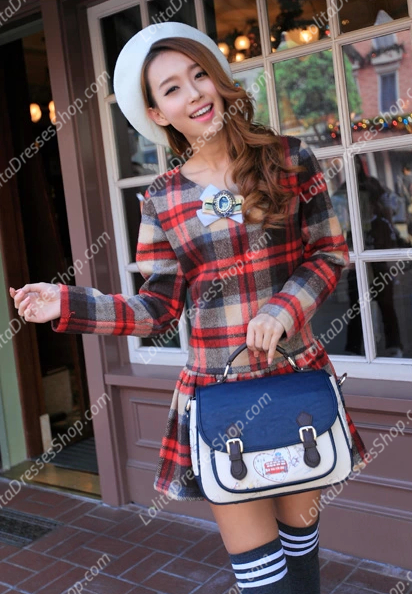 Vintage Beautifully Printed Navy Blue Postman Middle Lolita Bags