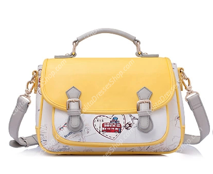 Vintage Beautifully Printed Yellow Postman Middle Lolita Bags