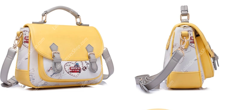 Vintage Beautifully Printed Yellow Postman Middle Lolita Bags