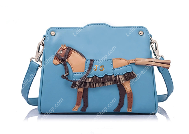 Fashion blue Cute Horse Splicing Small Lolita Bags