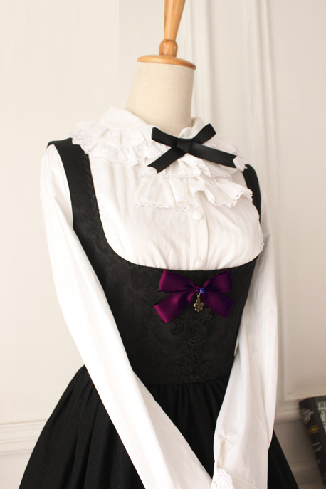 Dark Purple Round Neck Sleeveless Flouncing Printing Gothic Lolita