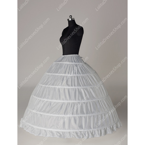 White Six Layers Floor Length Long Lolita Dress Petticoat