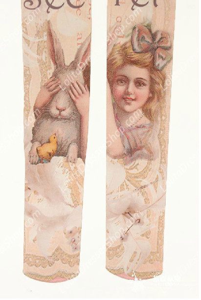 Alice Rabbit Retro Print Lolita tights Stockings