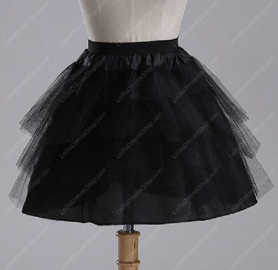Black Yarn Above Knee Multilayer Lolita Dress Petticoat