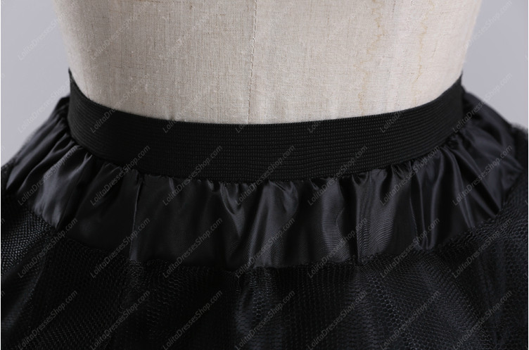 Black Yarn Above Knee Multilayer Lolita Dress Petticoat