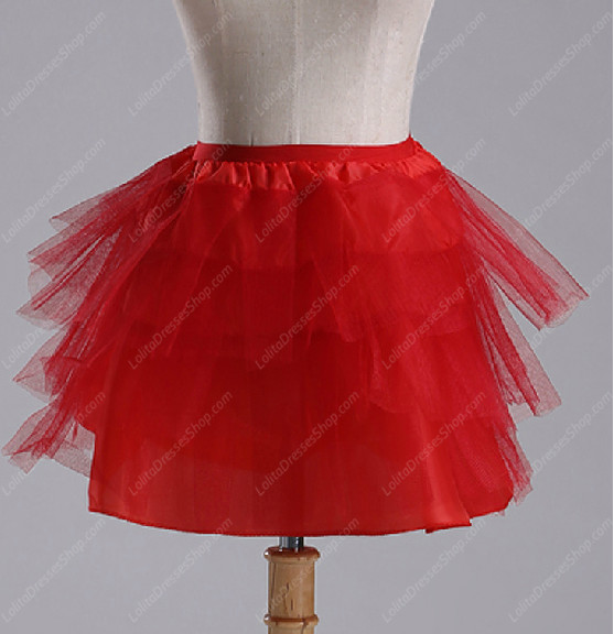 Red Yarn Above Knee Multilayer Lolita Dress Petticoat