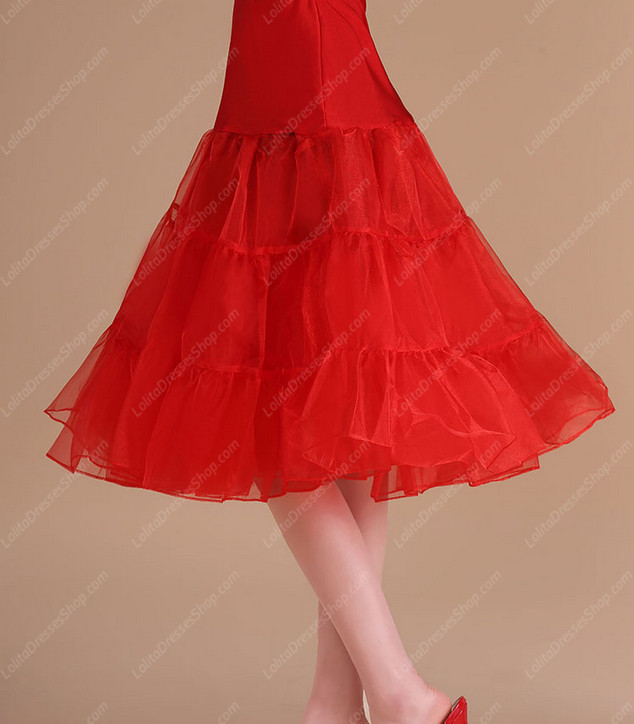 Red Knee Length Yarn Multilayer Lolita Dress Petticoat