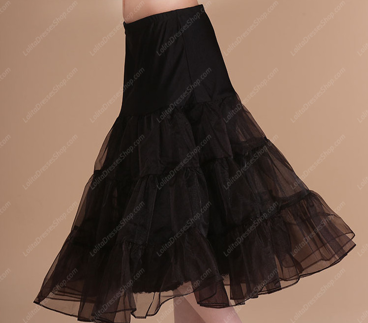 Black Knee Length Yarn Multilayer Lolita Dress Petticoat