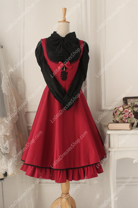 Wine Red Cotton Round Neck Sleeveless Breast Care Lolita Classic