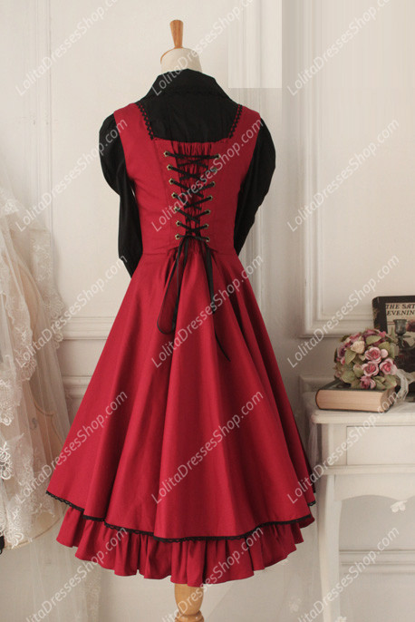 Wine Red Cotton Round Neck Sleeveless Breast Care Lolita Classic