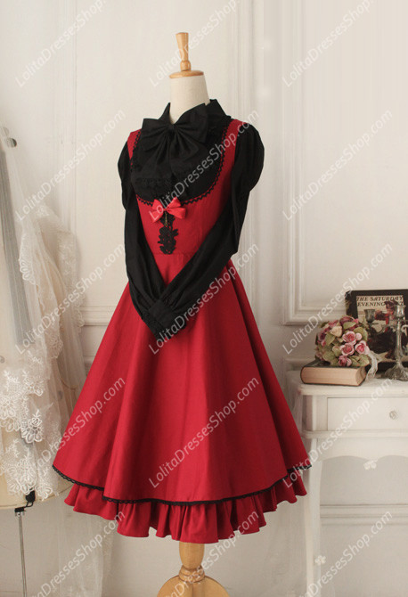 Wine Red Cotton Round Neck Sleeveless Breast Care Lolita Classic