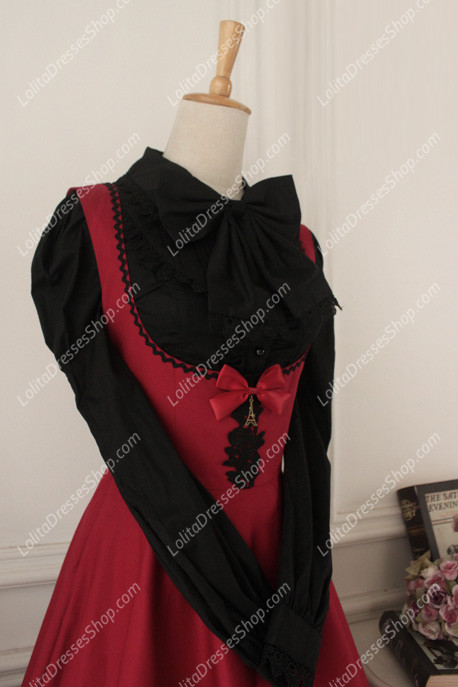 Wine Red Cotton Round Neck Sleeveless Breast Care Lolita Classic