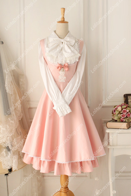 Pink Cotton Round Neck Sleeveless Breast Care Lolita Classic