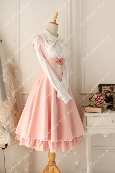 Pink Cotton Round Neck Sleeveless Breast Care Lolita Classic