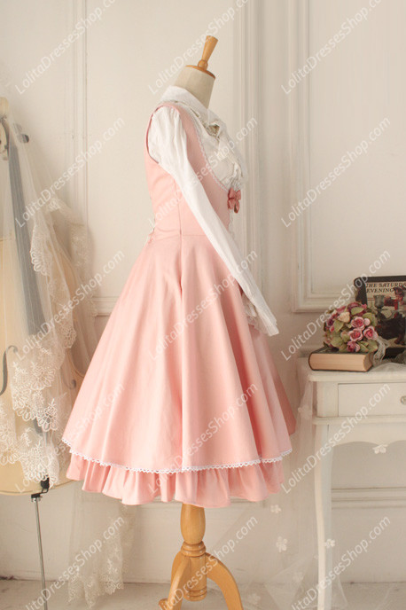 Pink Cotton Round Neck Sleeveless Breast Care Lolita Classic