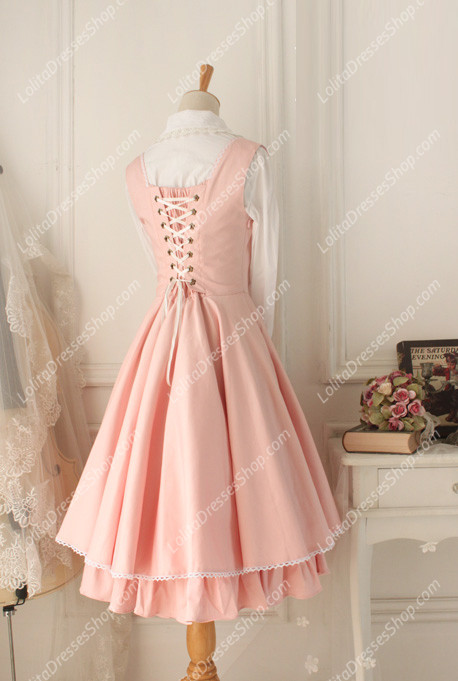 Pink Cotton Round Neck Sleeveless Breast Care Lolita Classic