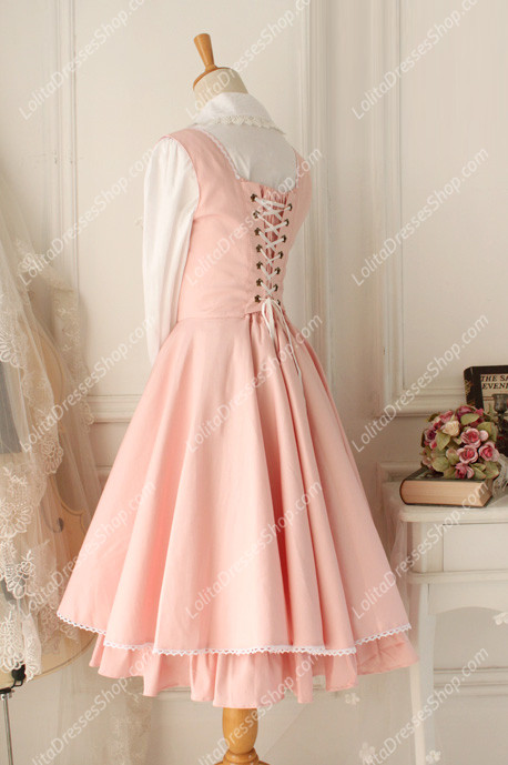 Pink Cotton Round Neck Sleeveless Breast Care Lolita Classic