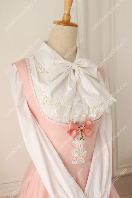 Pink Cotton Round Neck Sleeveless Breast Care Lolita Classic