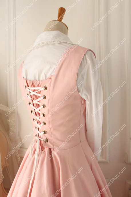 Pink Cotton Round Neck Sleeveless Breast Care Lolita Classic