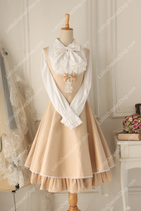 Champagne Cotton Round Neck Sleeveless Breast Care Lolita Classic