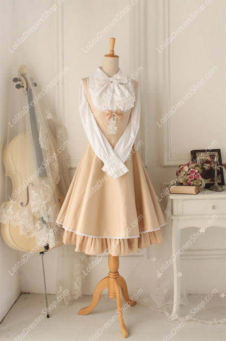 Champagne Cotton Round Neck Sleeveless Breast Care Lolita Classic