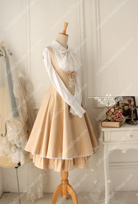 Champagne Cotton Round Neck Sleeveless Breast Care Lolita Classic