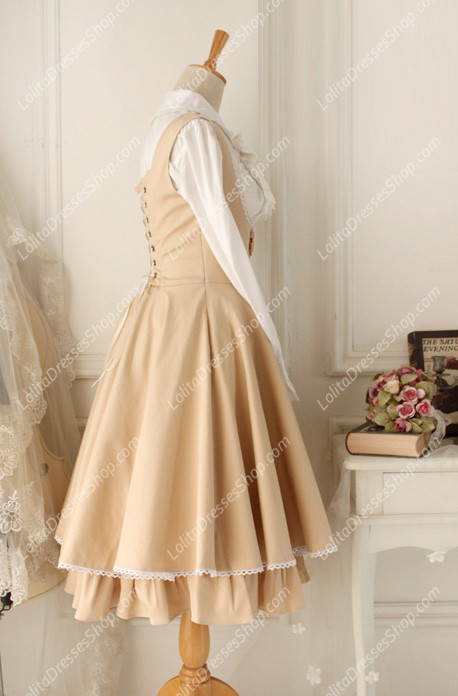 Champagne Cotton Round Neck Sleeveless Breast Care Lolita Classic
