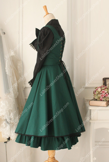 Green Cotton Round Neck Sleeveless Breast Care Lolita Classic