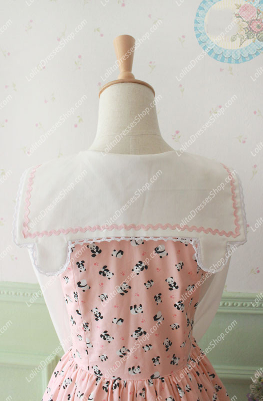 Pink Cotton Doll Collar Long Sleeve Panda Printing Sweet Lolita