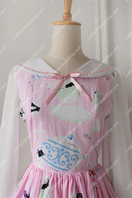 Cute Rabbit Print Dress Vintage Sailor Sweet Lolita Dress