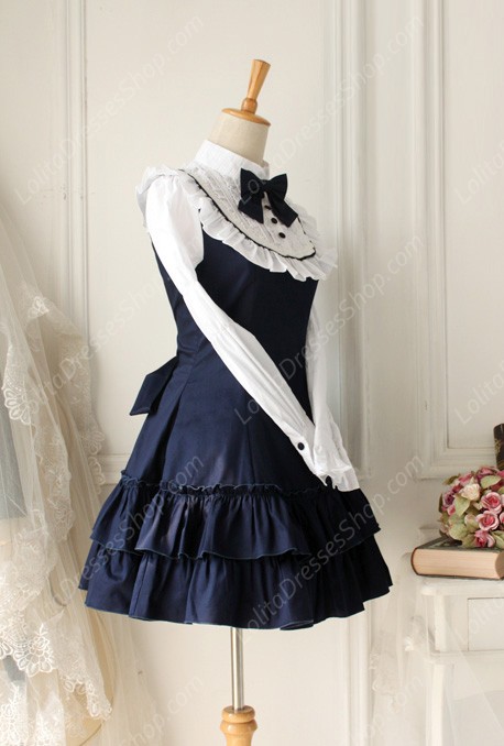 Red and White Doll Collar Long Sleeves Flouncing Classic Lolita Dress