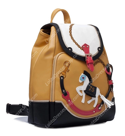 Vintage Brown Collision Color Lovely Pony Lolita Bag