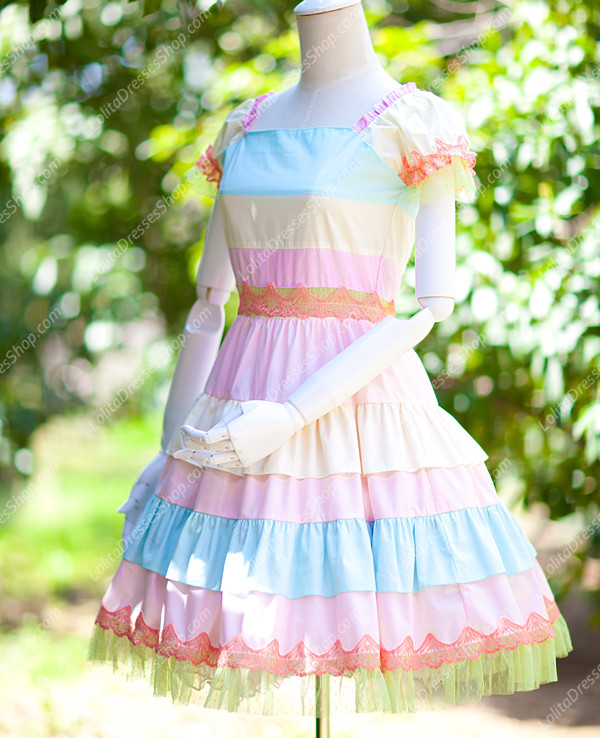 Princess Sweet Rainbow Seven Colors Multilayer Lolita Dress